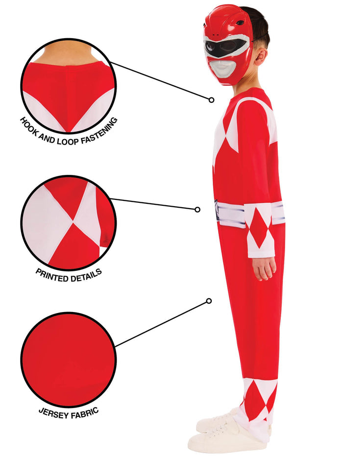 Kids Mighty Morphin Red Power Ranger Costume