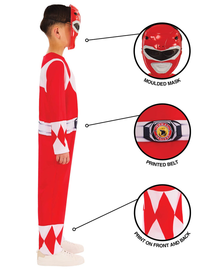 Kids Mighty Morphin Red Power Ranger Costume