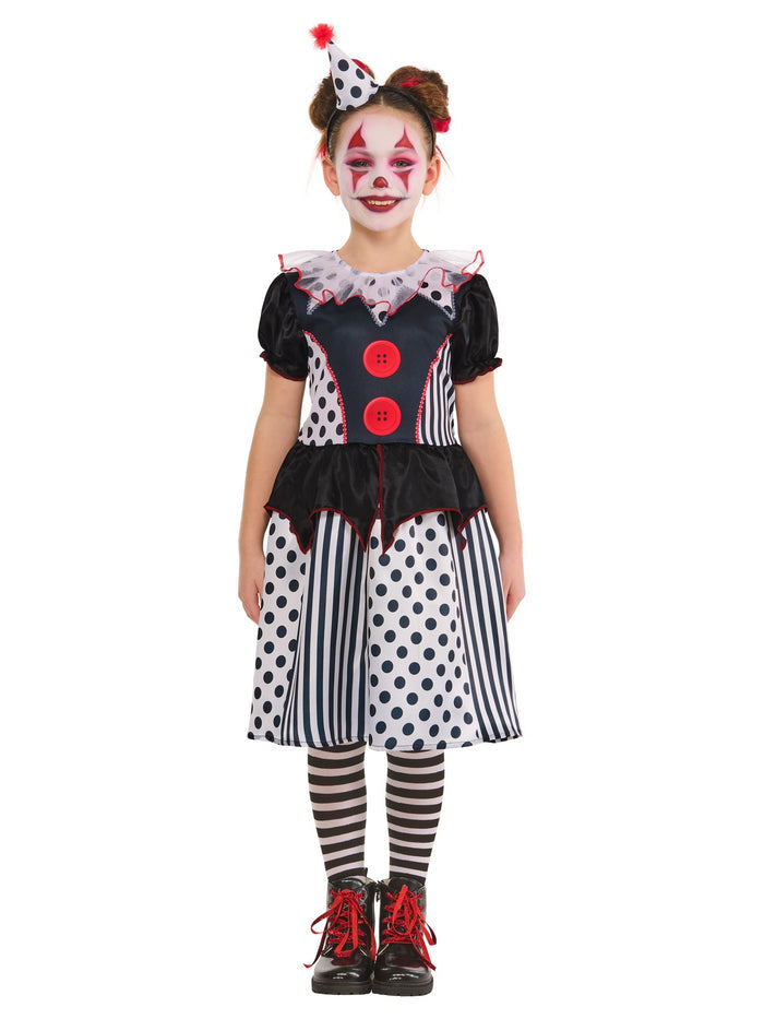 Kids Monochrome Clown Dress Costume