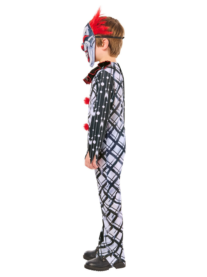 Kids Monochrome Sinister Clown Suit Costume
