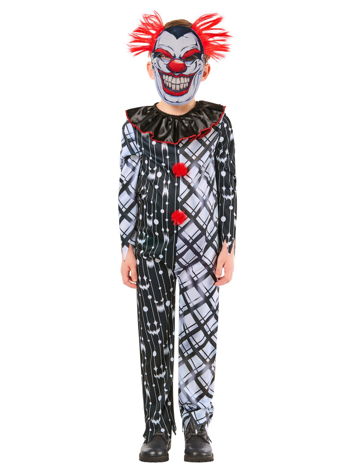 Kids Monochrome Sinister Clown Suit Costume