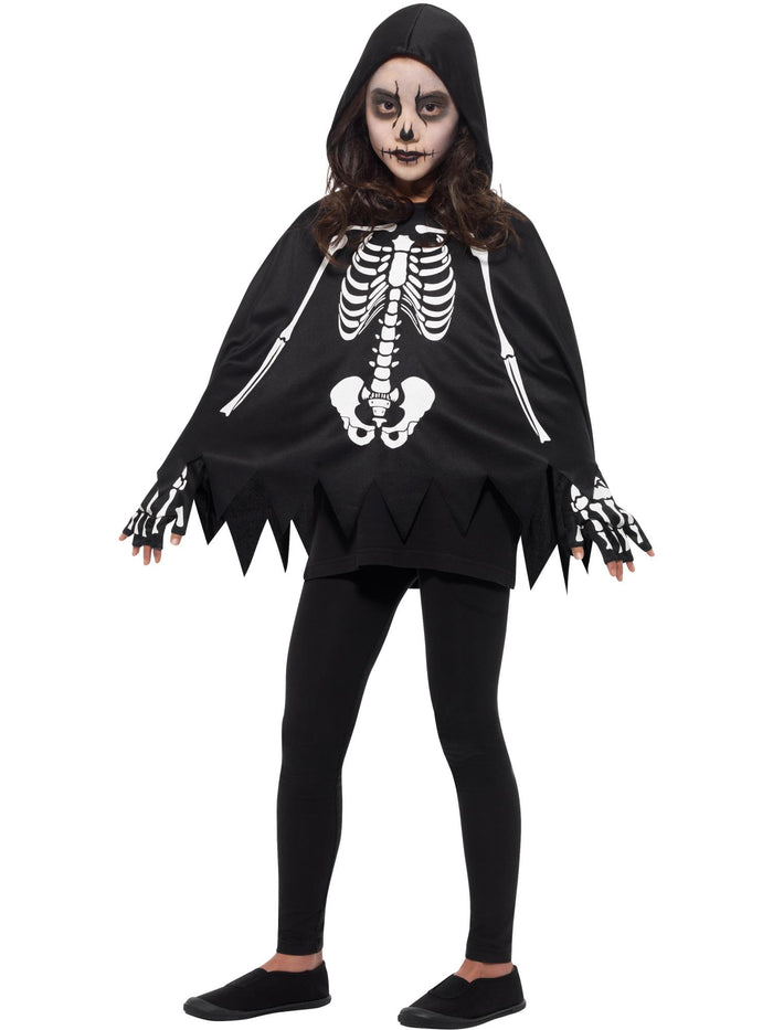 Kids Skeleton Poncho, with Gloves