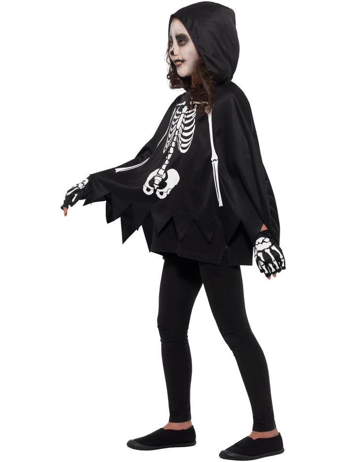 Kids Skeleton Poncho, with Gloves