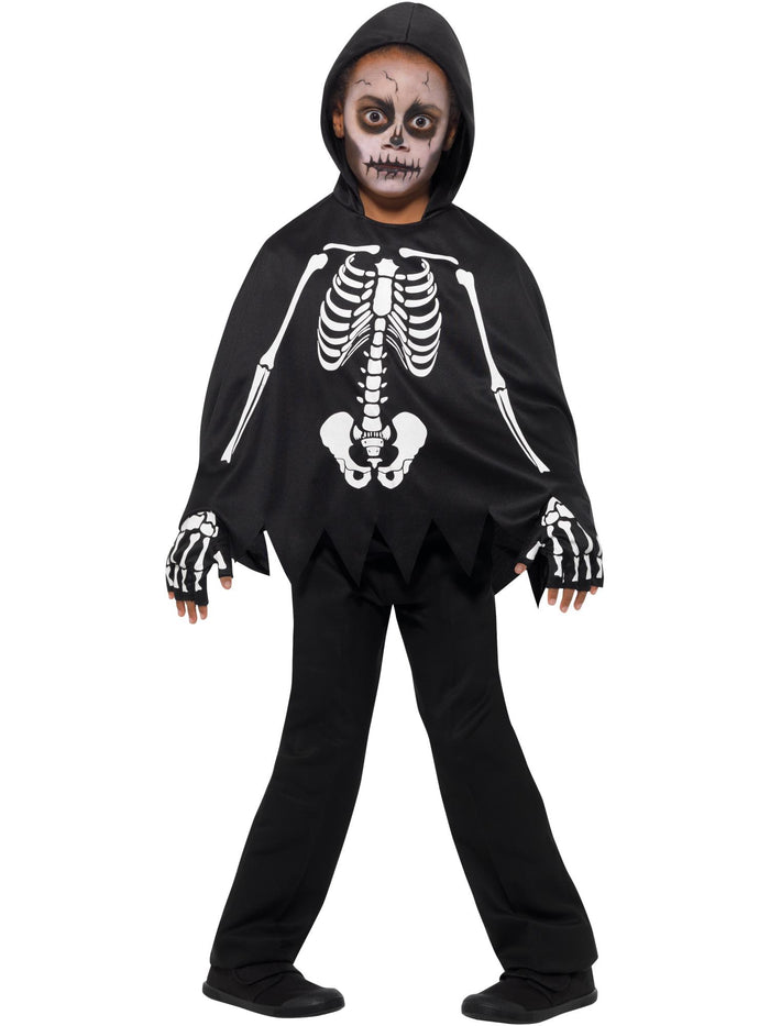 Kids Skeleton Poncho, with Gloves