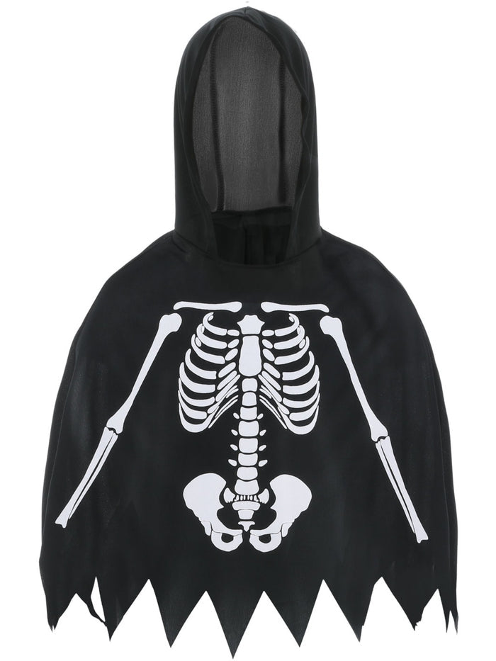 Kids Skeleton Poncho, with Gloves
