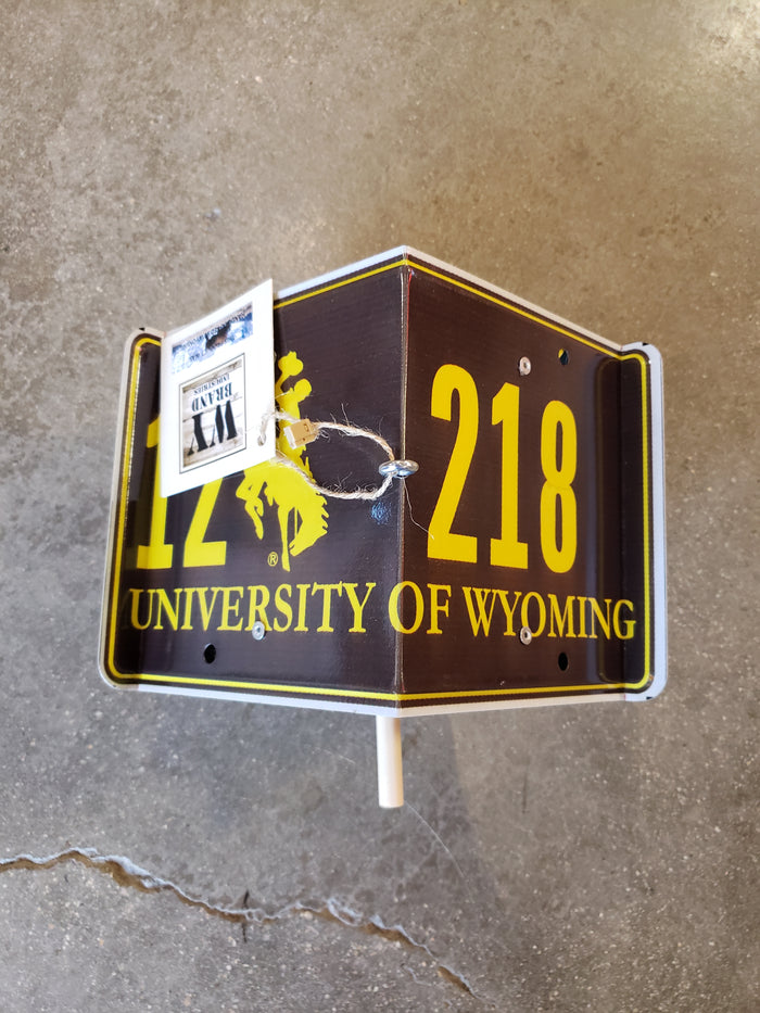 Large Bird House made from University Of Wyoming License Plates