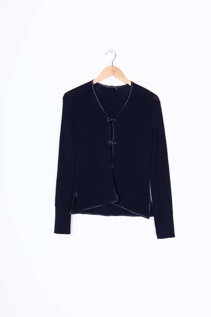 Marilyn Seyb Womens Blue Cardigan Size 10