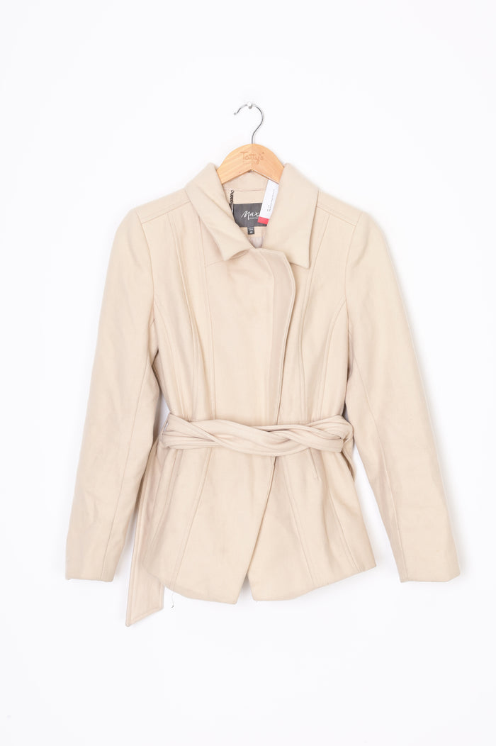 Max Womens Beige Coat Size 10