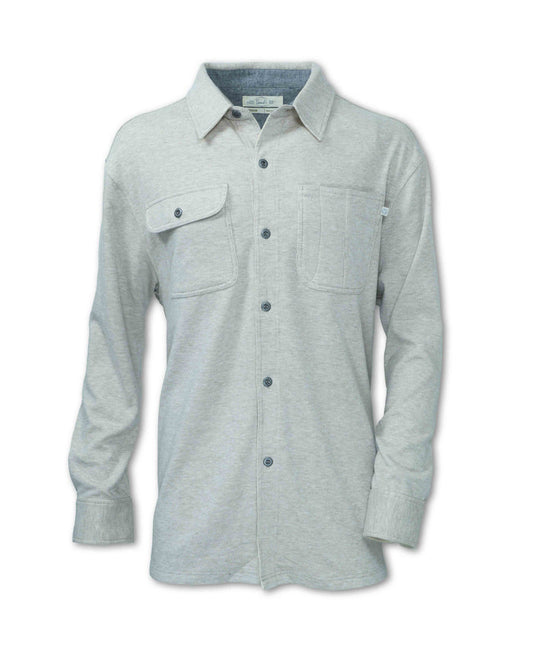 MEN'S HEATHERED FLEECE BUTTON UP SHIRT