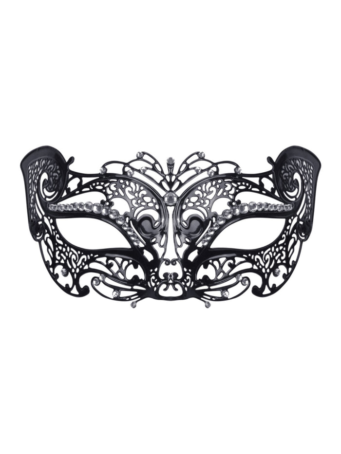 Metal Filigree Cat Mask with Stone