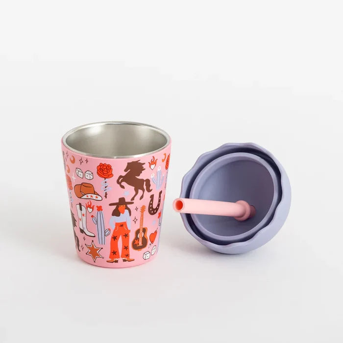 Mini Stainless Steel Smoothie Cup & Straw 200ml - Cowgirl