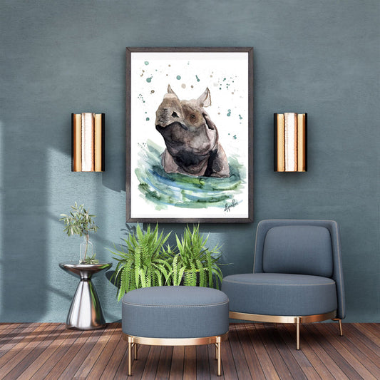 Monica the Rhino Watercolor - Digital Download