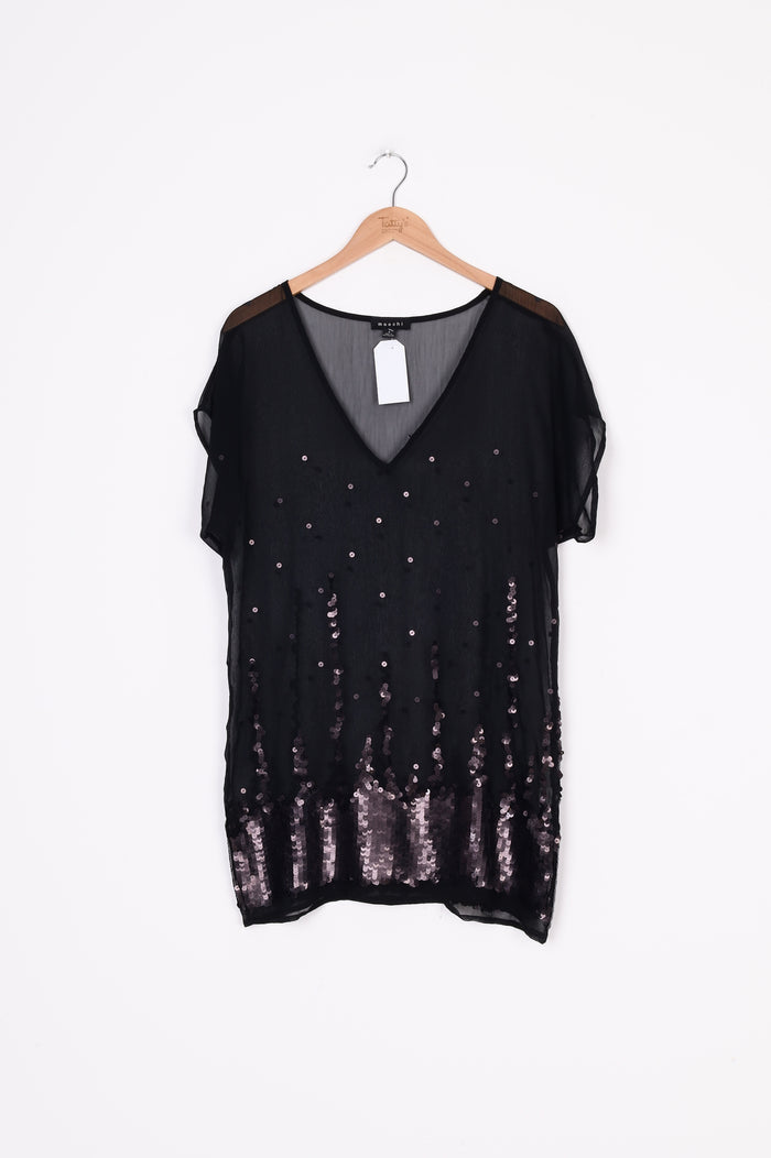 Moochi Womens Black Top Size 8