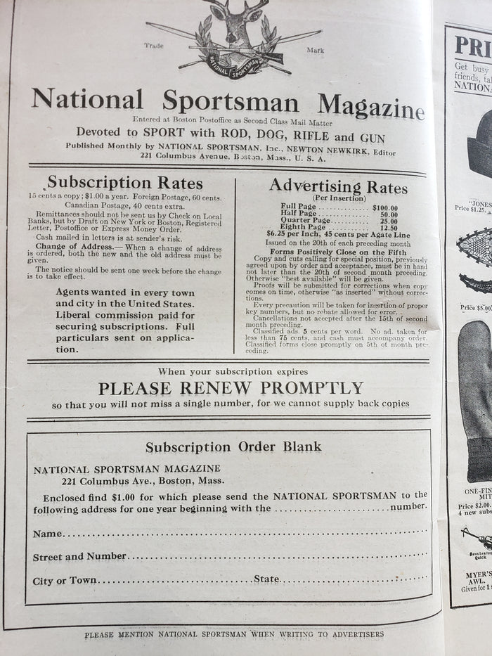 National Sportsman magazine April, 1916