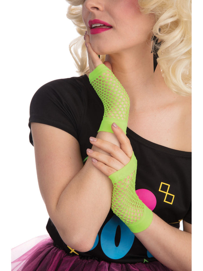 Neon Green Fishnet Gloves Costume Accessory