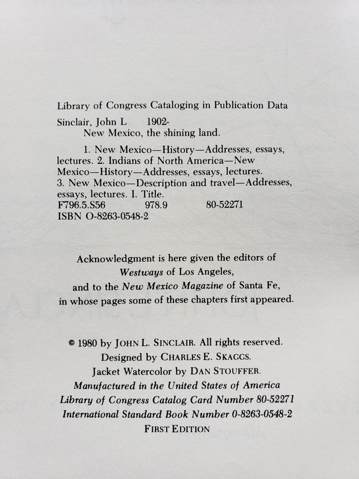 New Mexico The Shining Land by John L. Sinclair