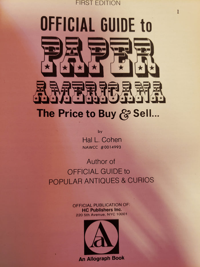 Official Guide to Paper Americana