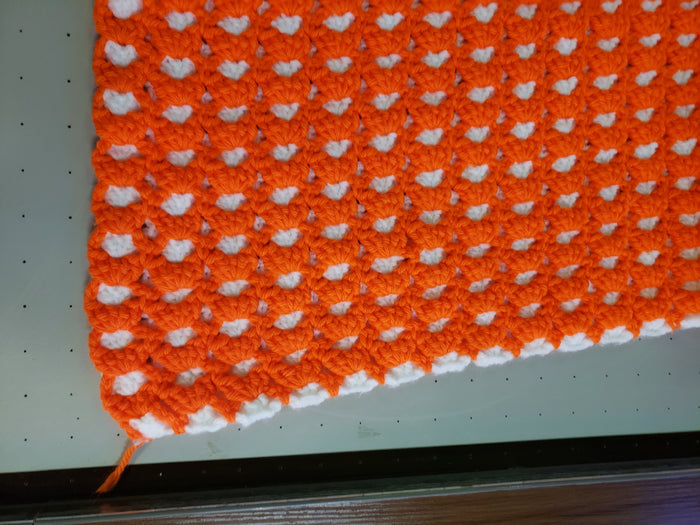 Orange White Crochet Throw 52 x 62 inches