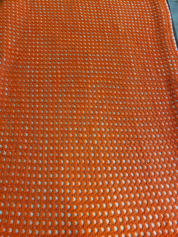 Orange White Crochet Throw 52 x 62 inches