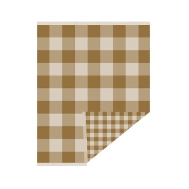 PENDLETON Fringed Organic Cotton Throw Block Plaid Ochre