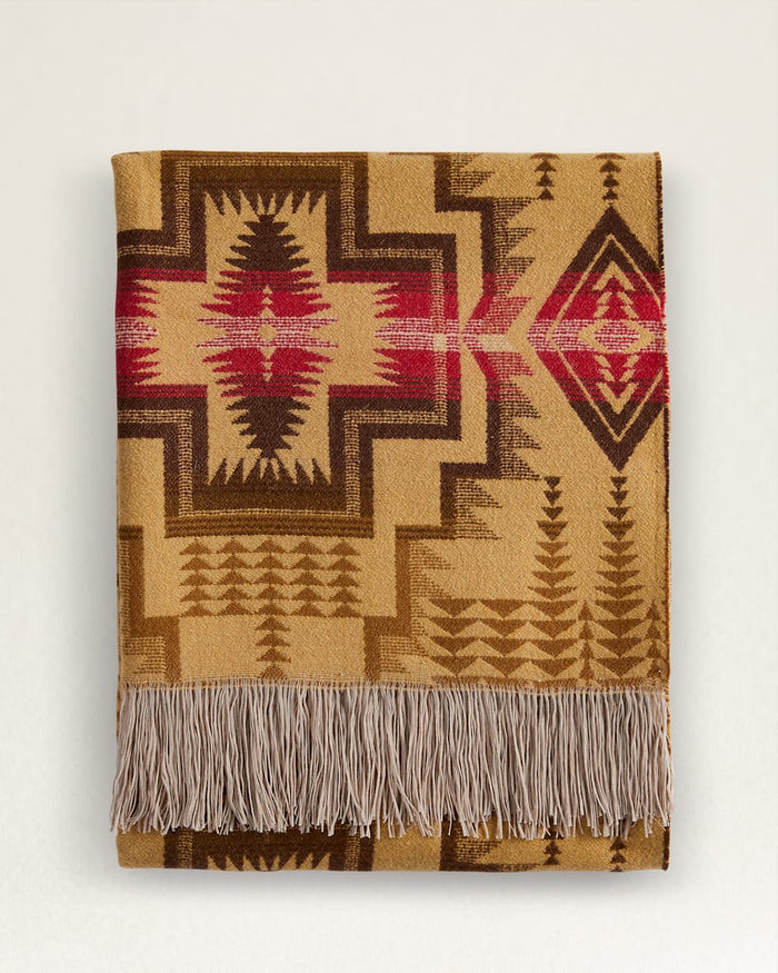PENDLETON HARDING STAR FRINGED THROW- BRONZE