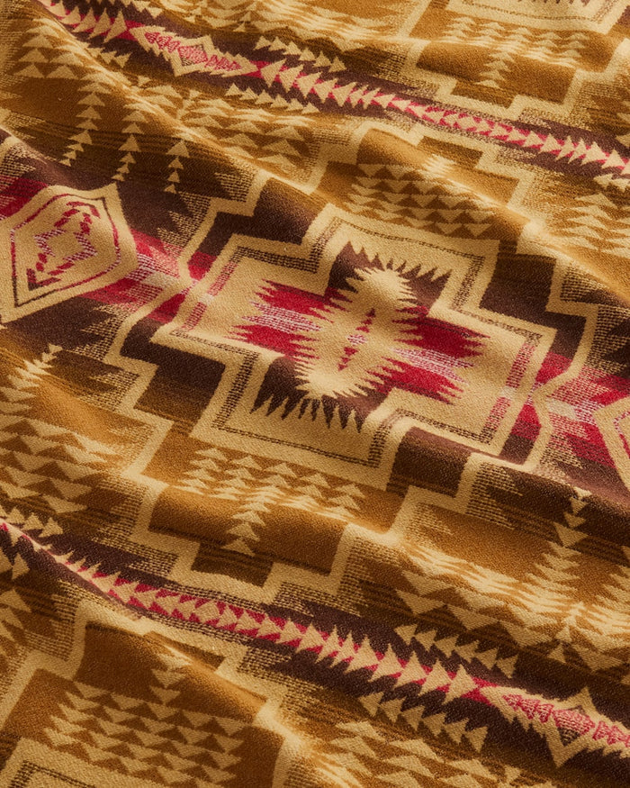 PENDLETON HARDING STAR FRINGED THROW- BRONZE