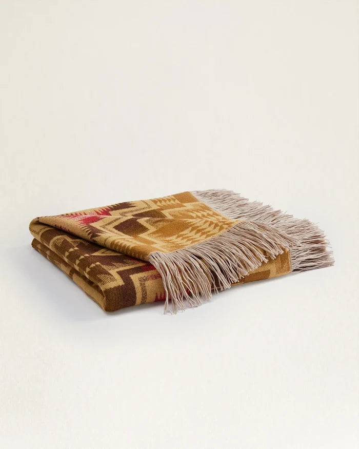 PENDLETON HARDING STAR FRINGED THROW- BRONZE