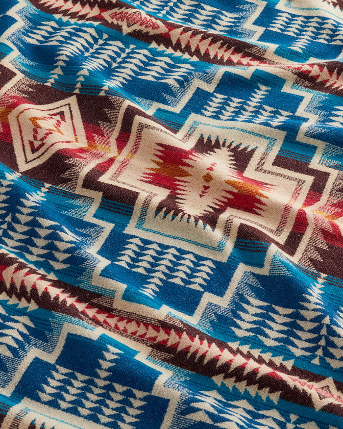 PENDLETON HARDING STAR FRINGED THROW- ROYAL BLUE