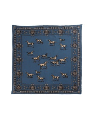 Pendleton Herd of Horses Silk Scarf in Navy