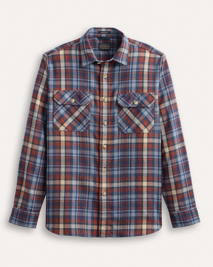 Pendleton Men's Burnside Flannel Shirt in Blue Red Plaid