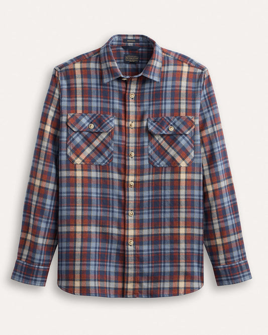 Pendleton Men's Burnside Flannel Shirt in Blue Red Plaid