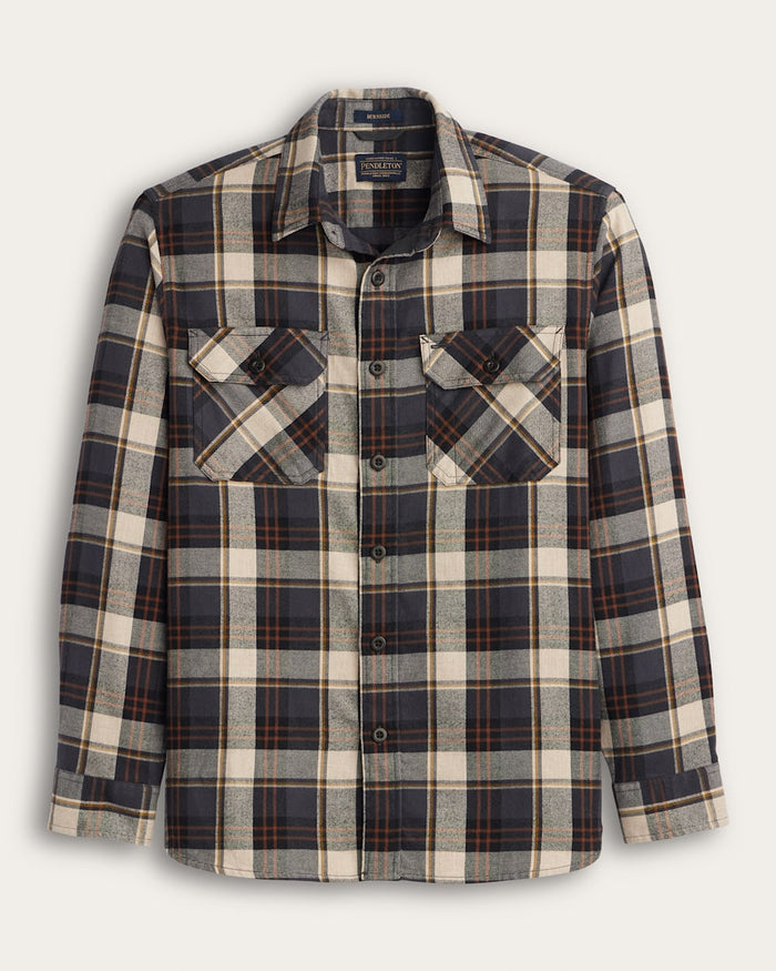 Pendleton Men's Burnside Flannel Shirt in Natural/Charcoal plaid