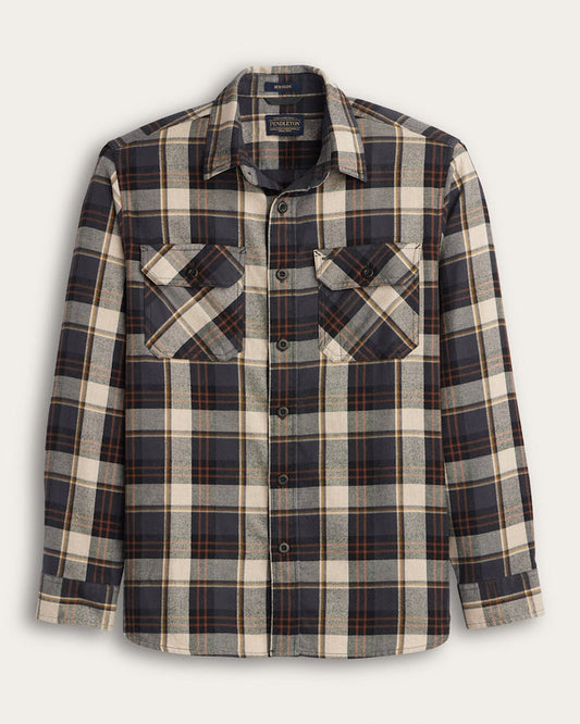Pendleton Men's Burnside Flannel Shirt in Natural/Charcoal plaid