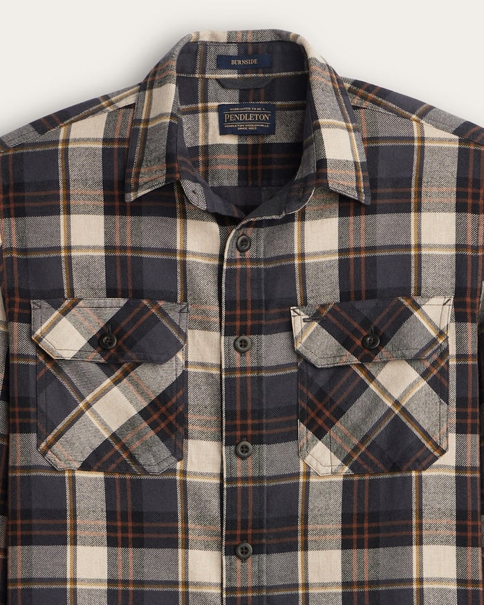 Pendleton Men's Burnside Flannel Shirt in Natural/Charcoal plaid