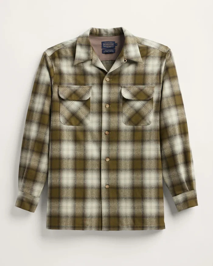PENDLETON MEN'S PLAID BOARD SHIRT- OLIVE PLAID