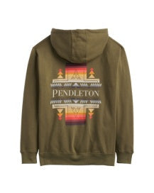 Pendleton Men's Ponderosa Graphic Hoodie in Military Green/ Multi