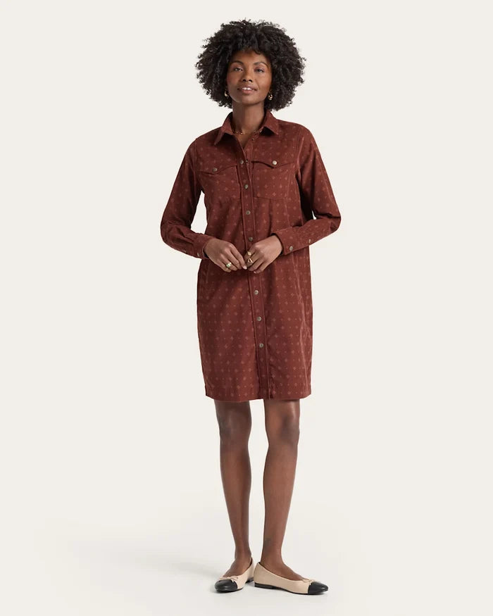Pendleton Parker Corduroy Dress in Burgundy Foulard