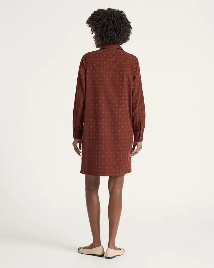 Pendleton Parker Corduroy Dress in Burgundy Foulard