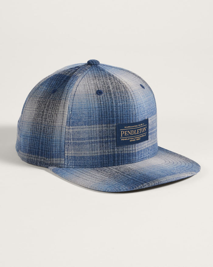 PENDLETON Plaid Flat Brim Hat Grey/Navy Ombre