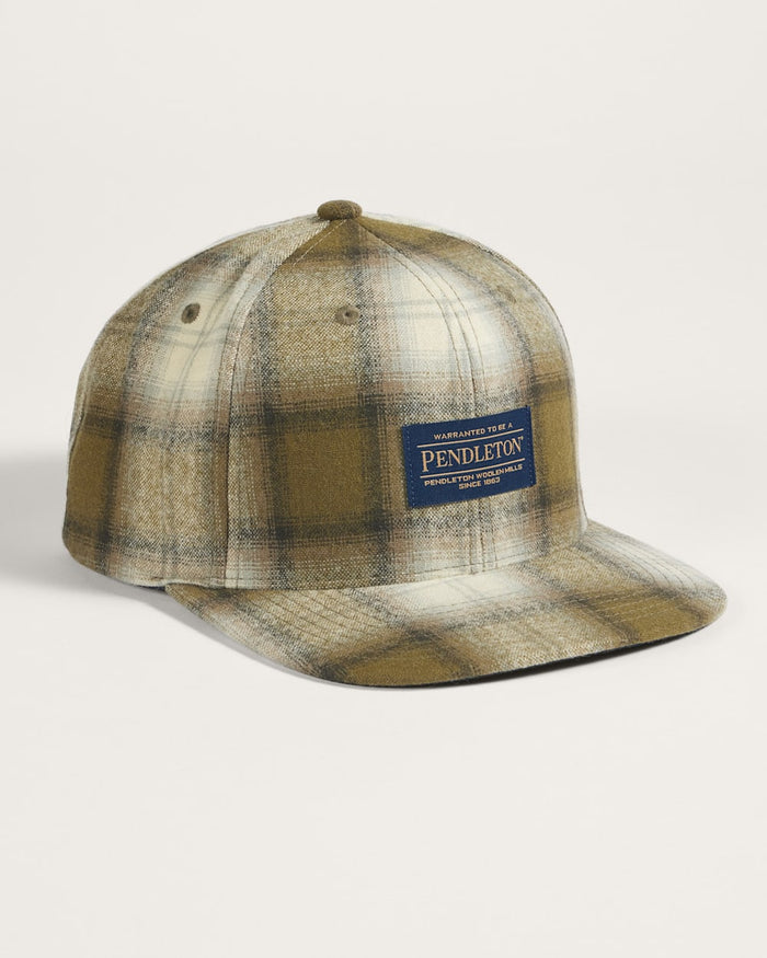 PENDLETON Plaid Flat Brim Hat Olive Plaid