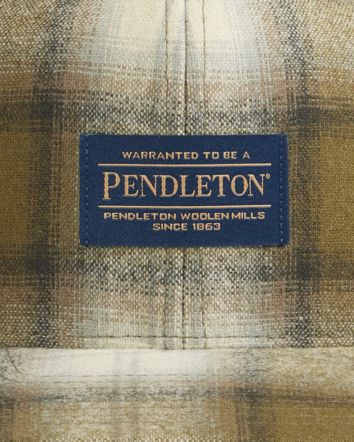 PENDLETON Plaid Flat Brim Hat Olive Plaid