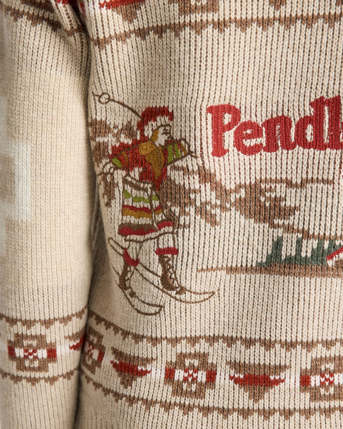 Pendleton Women's Alpine Lambswool Zip-Up Cardigan in Oatmeal Heather