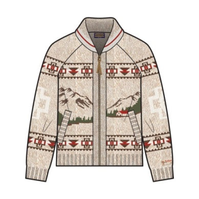 Pendleton Women's Alpine Lambswool Zip-Up Cardigan in Oatmeal Heather