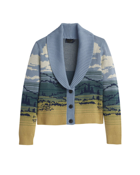 Pendleton Women's Big Sky Cardigan in Blue/Yellow Multi