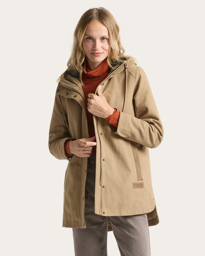 Pendleton Women's Cedar Creek Canvas Cord Trim Parka in Old Oak