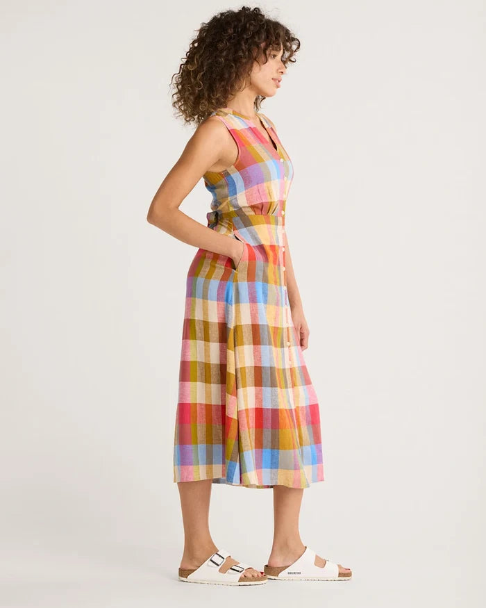 PENDLETON WOMEN'S LANA SLEEVELESS LINEN DRESS PLAID MULTI