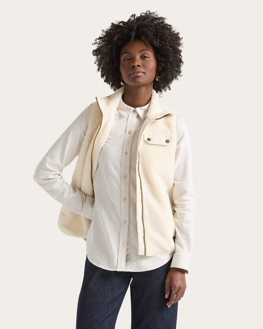 Pendleton Women's Laurel Zip Front Berber Vest in Bone