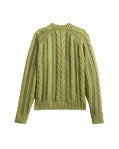 Pendleton Women's Light Olive Cotton Cable Cardigan