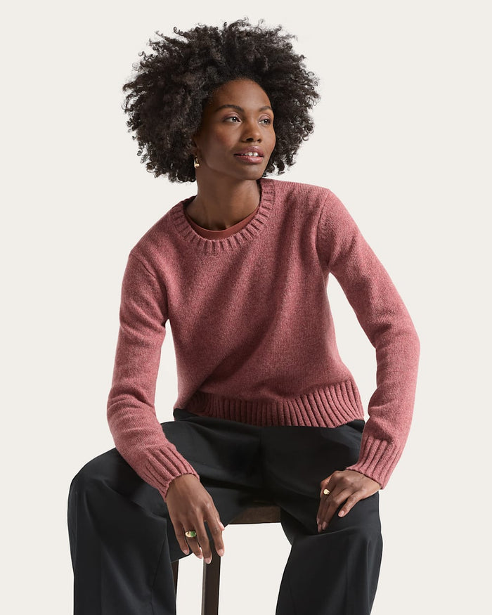 Pendleton Women's Relaxed Shetland Crew Sweater in Dark Rose Heather