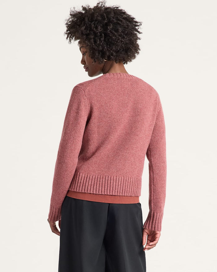Pendleton Women's Relaxed Shetland Crew Sweater in Dark Rose Heather